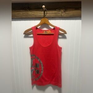 Tory Burch Gold Side Logo Coral Tank Top Sz S